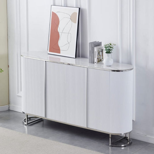 Buffet ophelia blanc argenté 180cm
