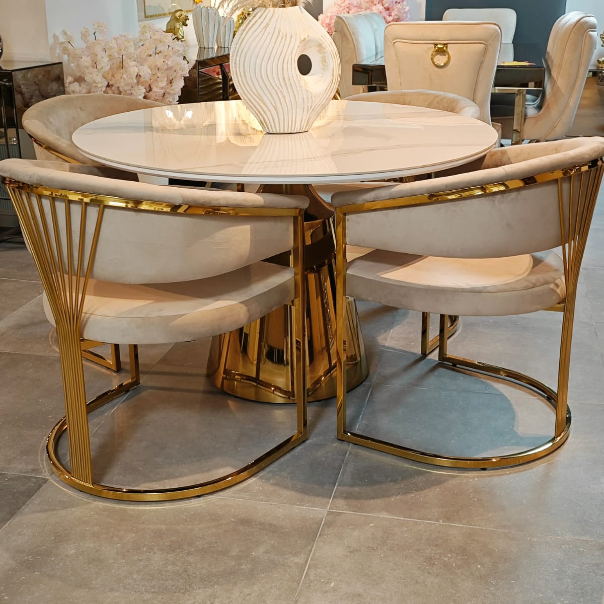 Chaise Ana taupe doré