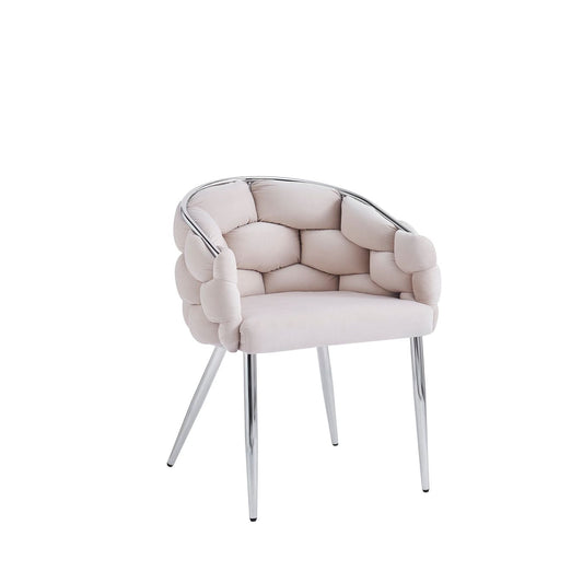 Chaise ballon écru pied argenté lot de 2 chaises